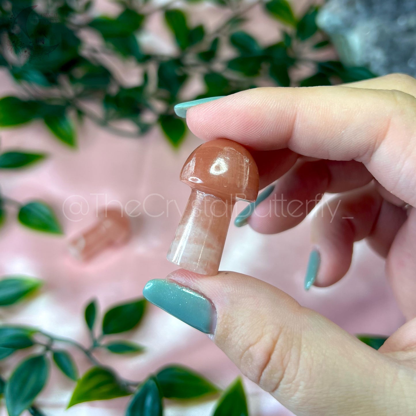 Rose Calcite Mini Mushroom Carving