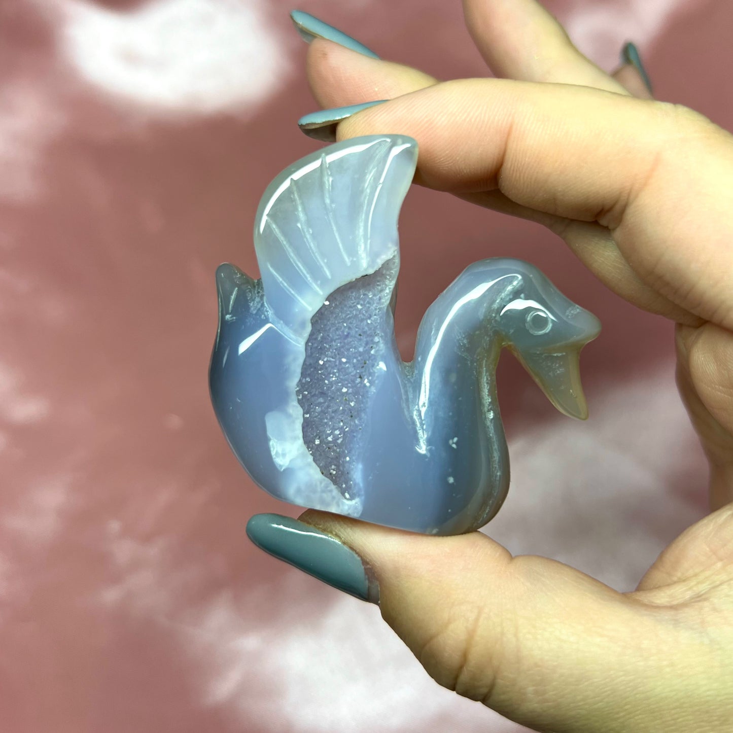 Druzy Agate Swan