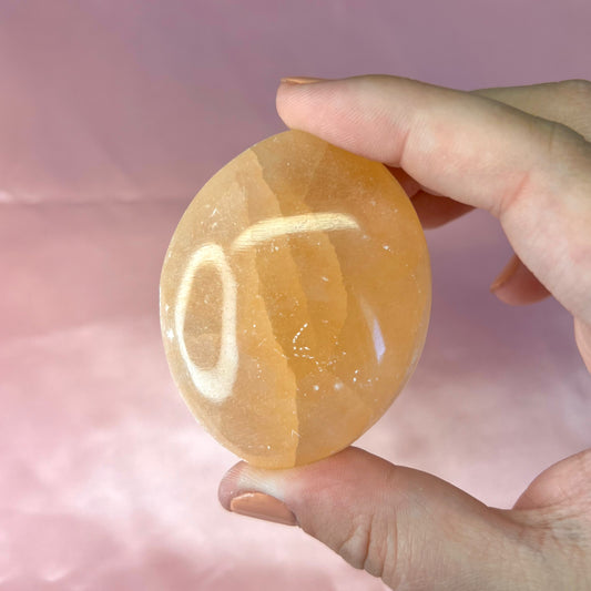 Peach Selenite Palmstone